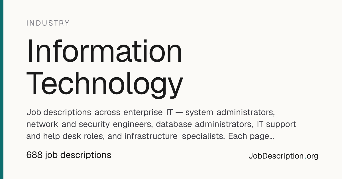 Information Technology | JobDescription.org