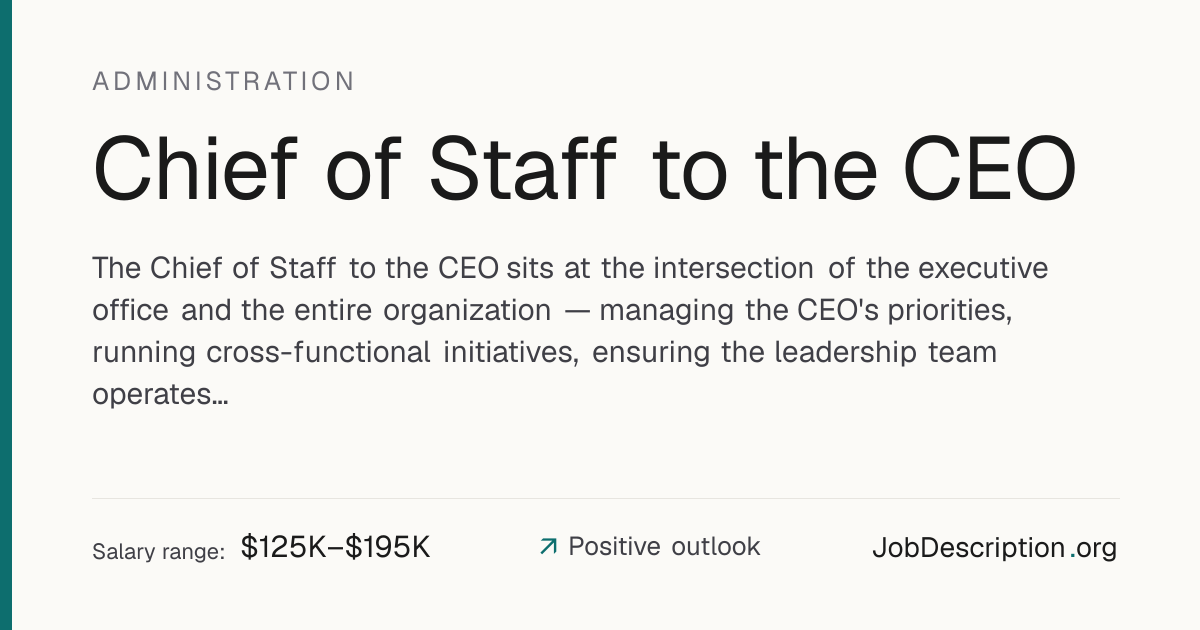 Chief of Staff to the CEO Job Description, Salary & Career Outlook ...