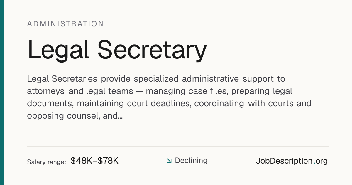 Legal Secretary Job Description, Salary & Career Outlook ...