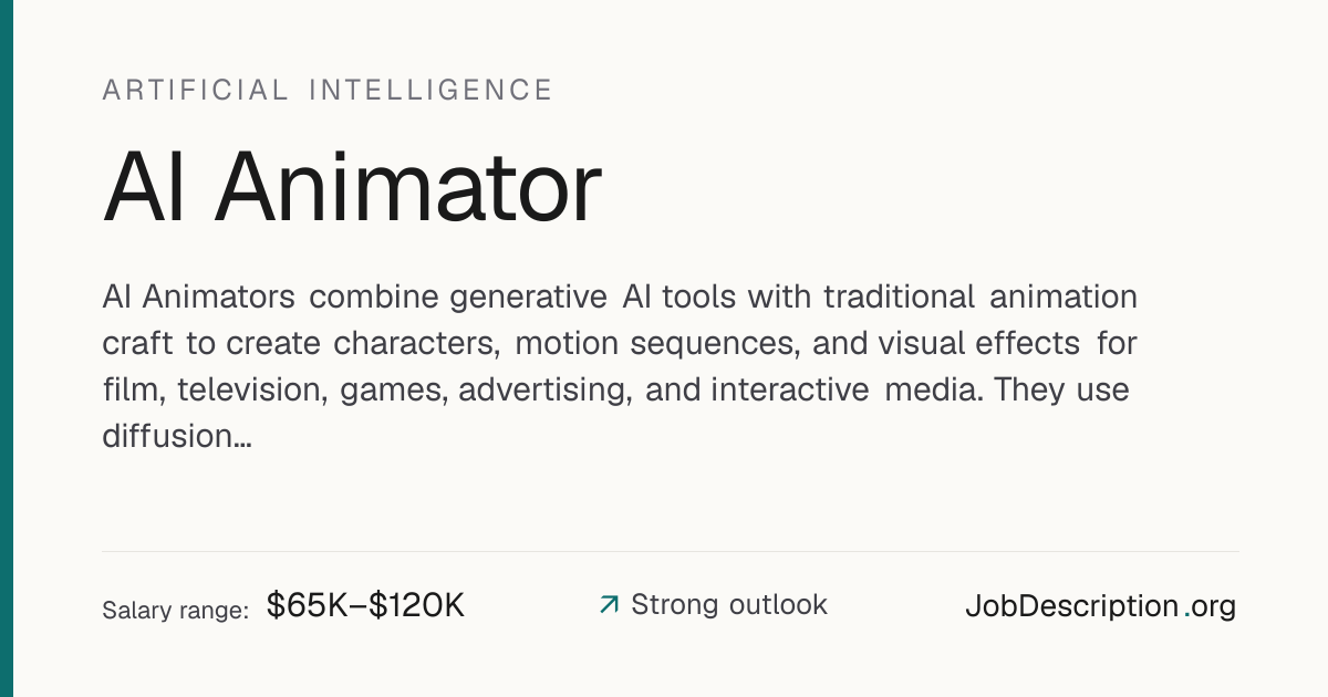 AI Animator Job Description, Salary & Career Outlook | JobDescription.org