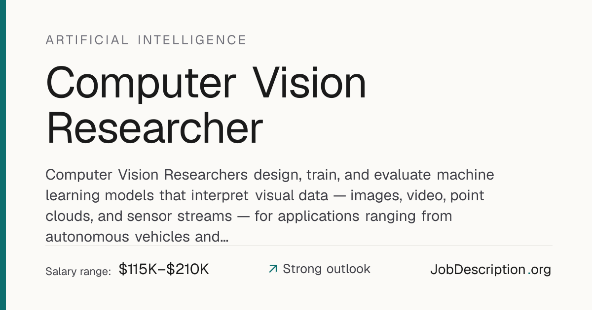 Computer Vision Researcher Job Description, Salary & Career Outlook ...