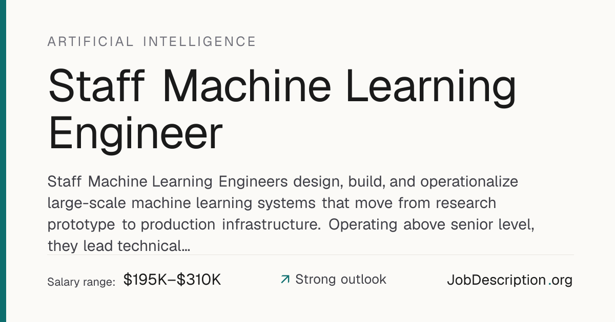 Staff Machine Learning Engineer Job Description, Salary & Career ...