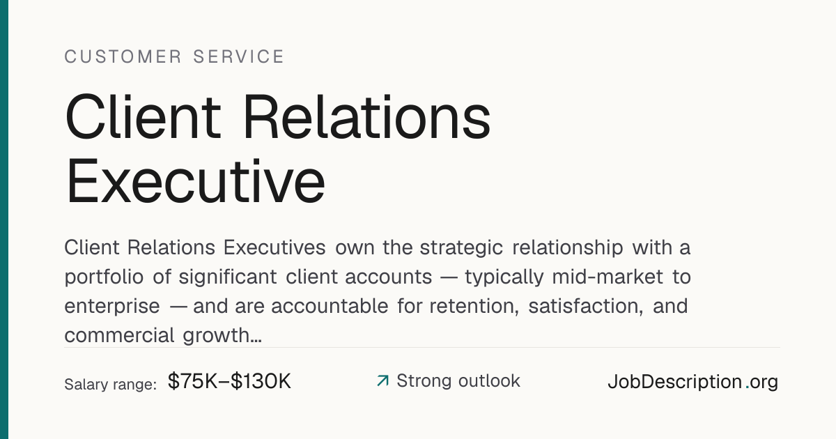 Client Relations Executive Job Description, Salary & Career Outlook ...