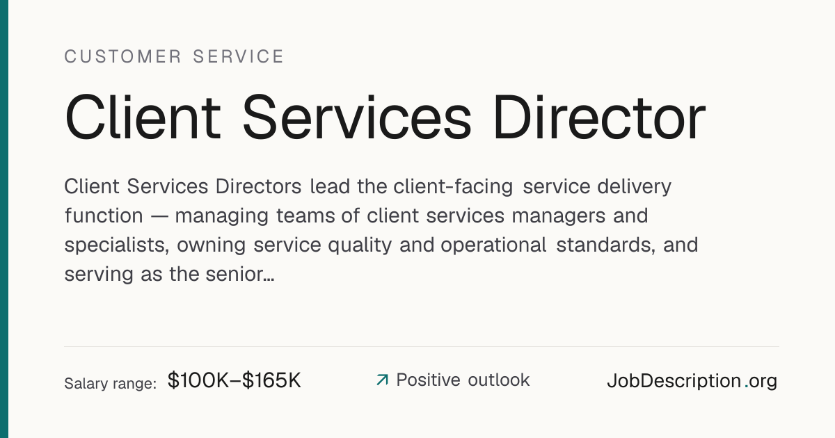 Client Services Director Job Description, Salary & Career Outlook ...