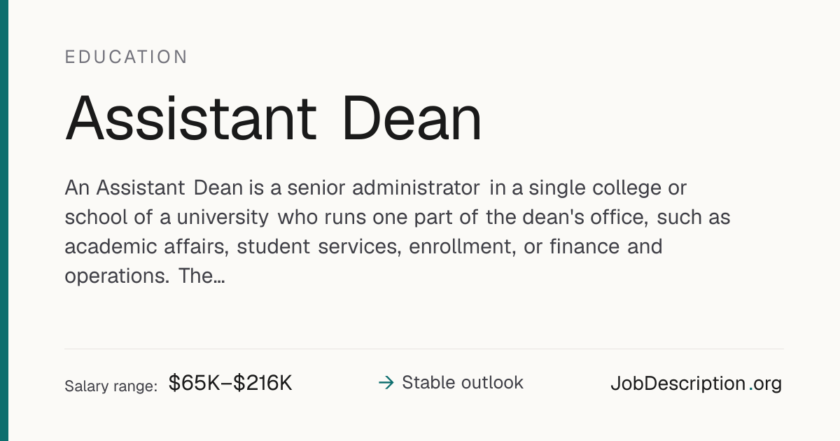 Assistant Dean Job Description, Salary & Career Outlook ...
