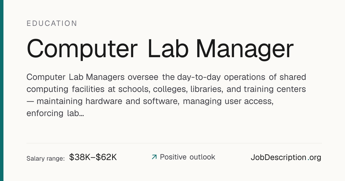 Computer Lab Manager Job Description, Salary & Career Outlook ...