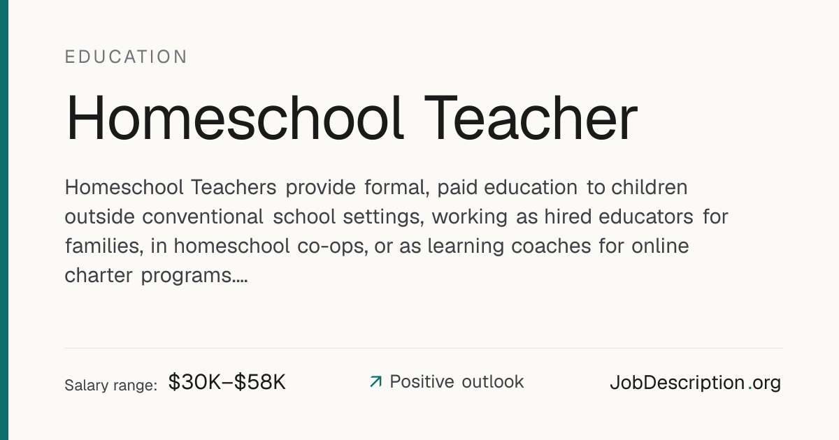 Homeschool Teacher Job Description, Salary & Career Outlook ...