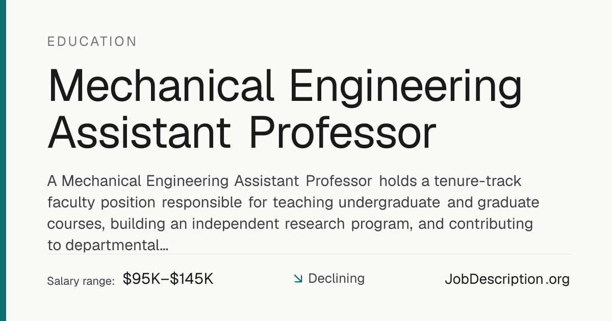 Mechanical Engineering Assistant Professor Job Description, Salary ...