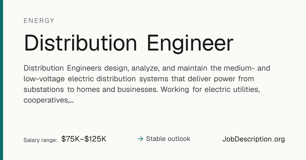 Distribution Engineer Job Description, Salary & Career Outlook ...