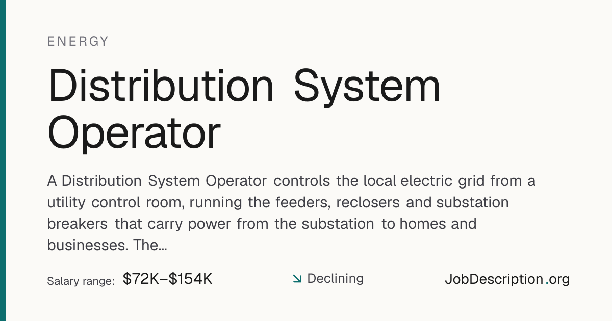 Distribution System Operator Job Description, Salary & Career Outlook ...