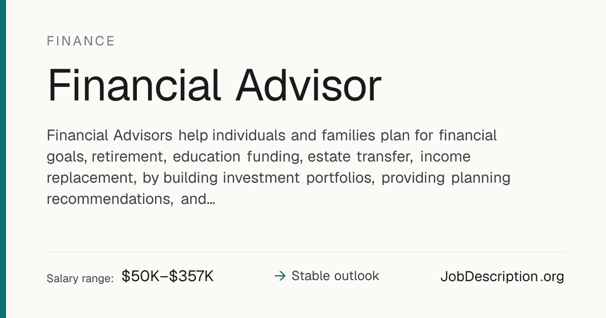Financial Advisor Job Description, Salary & Career Outlook ...