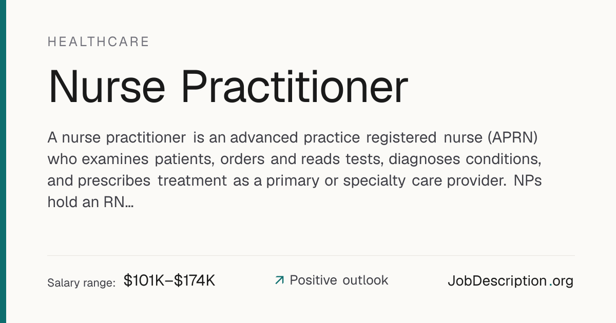 Nurse Practitioner Job Description, Salary & Career Outlook ...