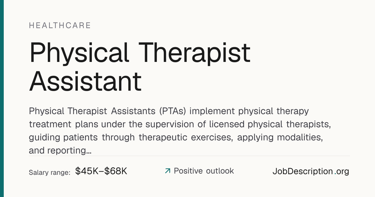 Physical Therapist Assistant Job Description, Salary & Career Outlook ...