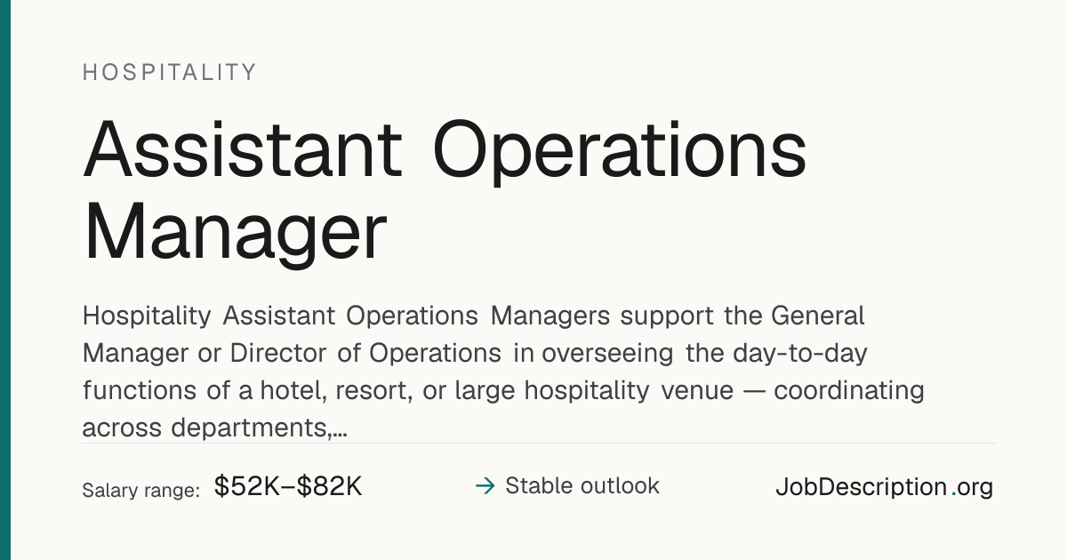 Assistant Operations Manager Job Description, Salary & Career Outlook ...