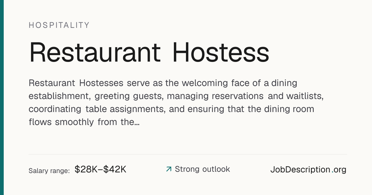 Restaurant Hostess Job Description, Salary & Career Outlook ...