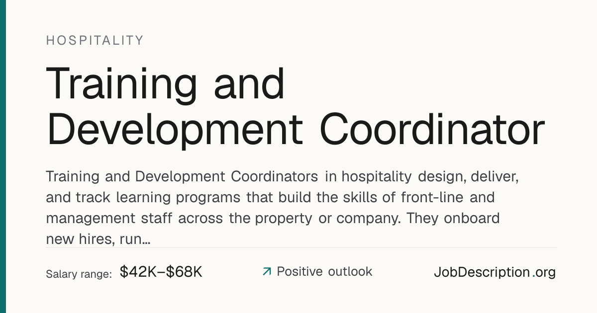 Training and Development Coordinator Job Description, Salary & Career ...