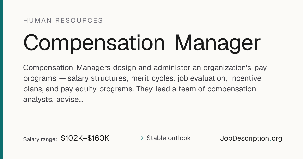 Compensation Manager Job Description, Salary & Career Outlook ...