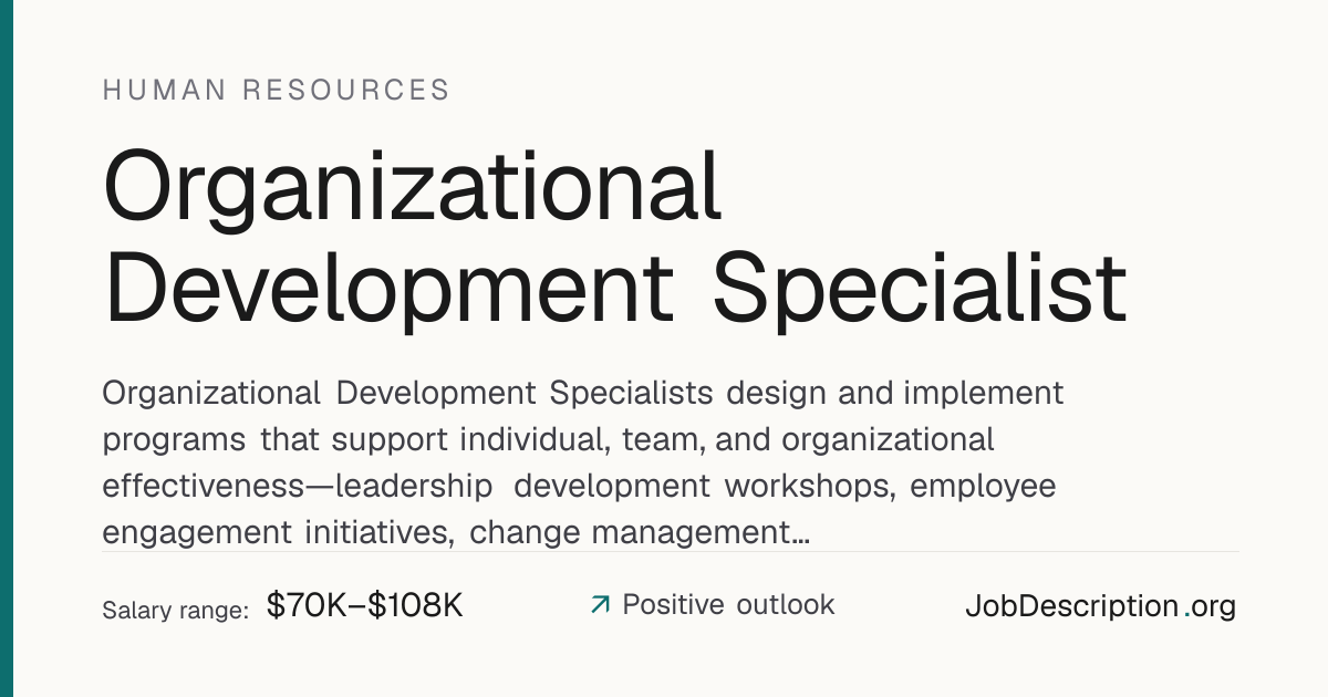 Organizational Development Specialist Job Description, Salary & Career ...