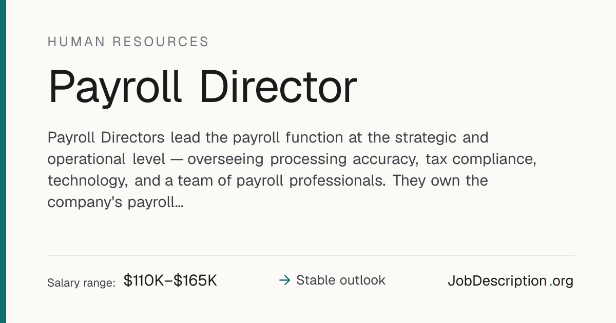 Payroll Director Job Description, Salary & Career Outlook ...