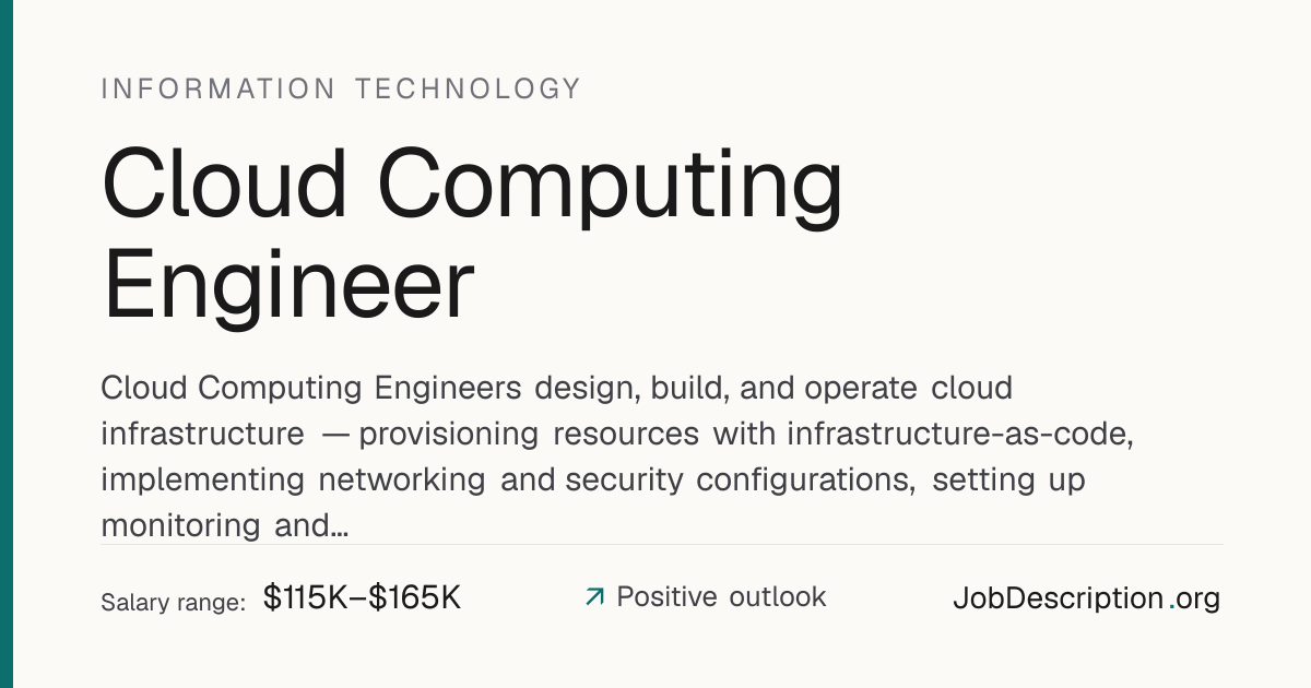 Cloud Computing Engineer Job Description, Salary & Career Outlook ...