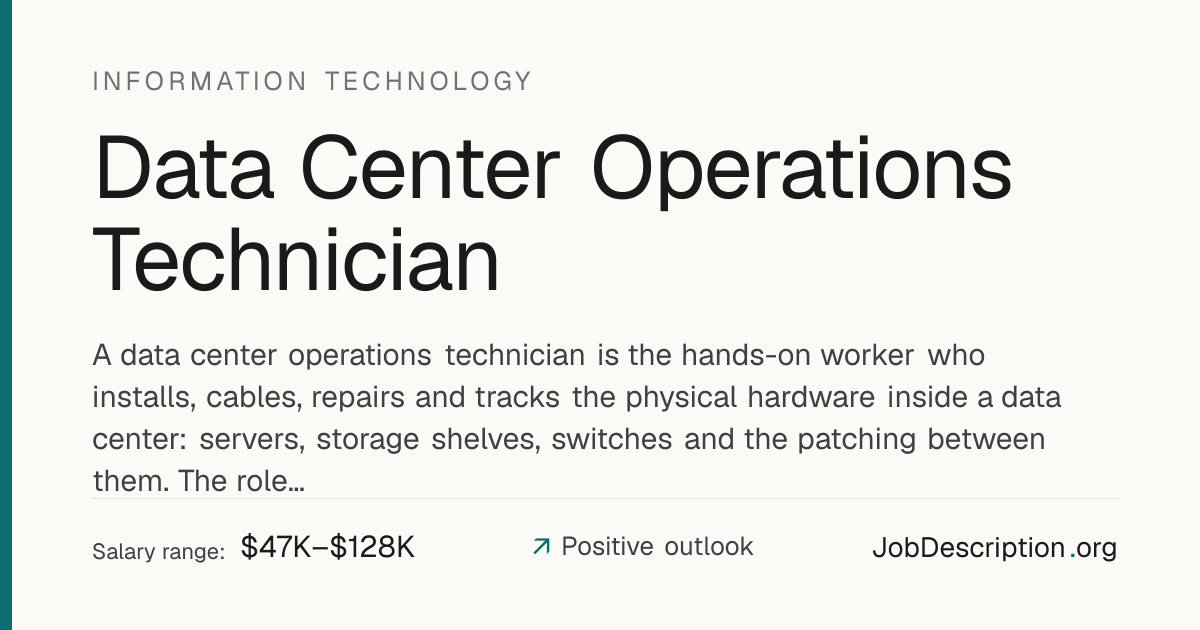 Data Center Operations Technician Job Description, Salary & Career ...