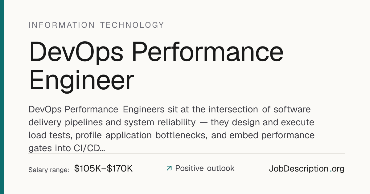 DevOps Performance Engineer Job Description, Salary & Career Outlook ...