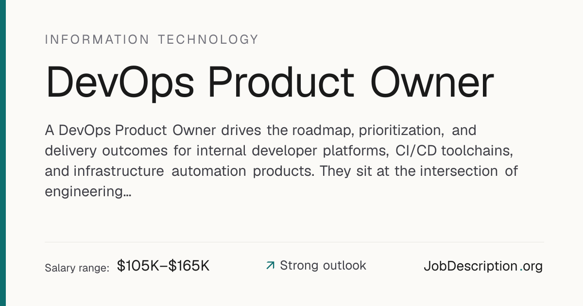 DevOps Product Owner Job Description, Salary & Career Outlook ...