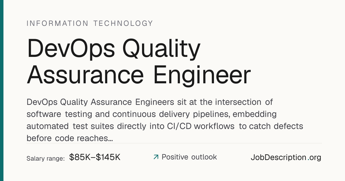DevOps Quality Assurance Engineer Job Description, Salary & Career ...