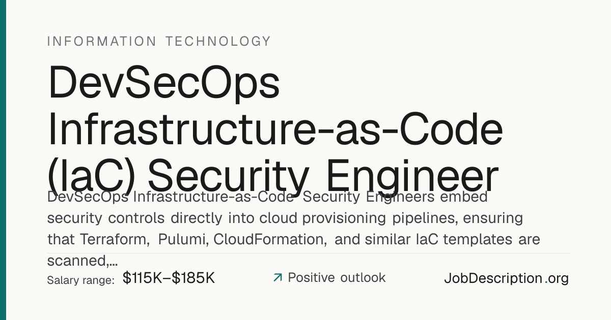 DevSecOps Infrastructure-as-Code (IaC) Security Engineer Job ...