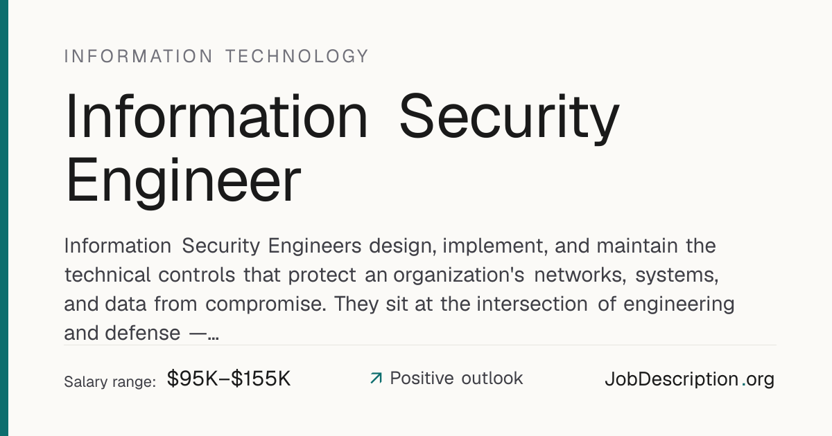 Information Security Engineer Job Description, Salary & Career Outlook ...