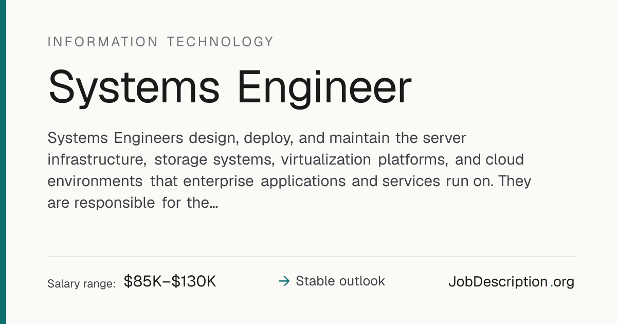 Systems Engineer Job Description, Salary & Career Outlook ...