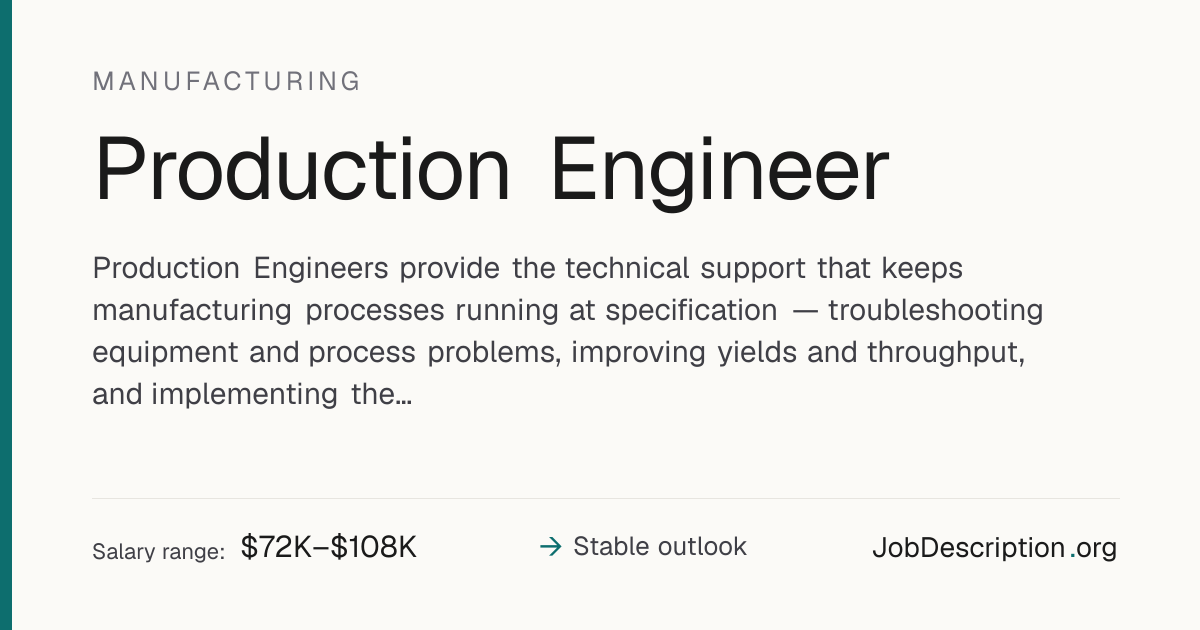 Production Engineer Job Description, Salary & Career Outlook ...