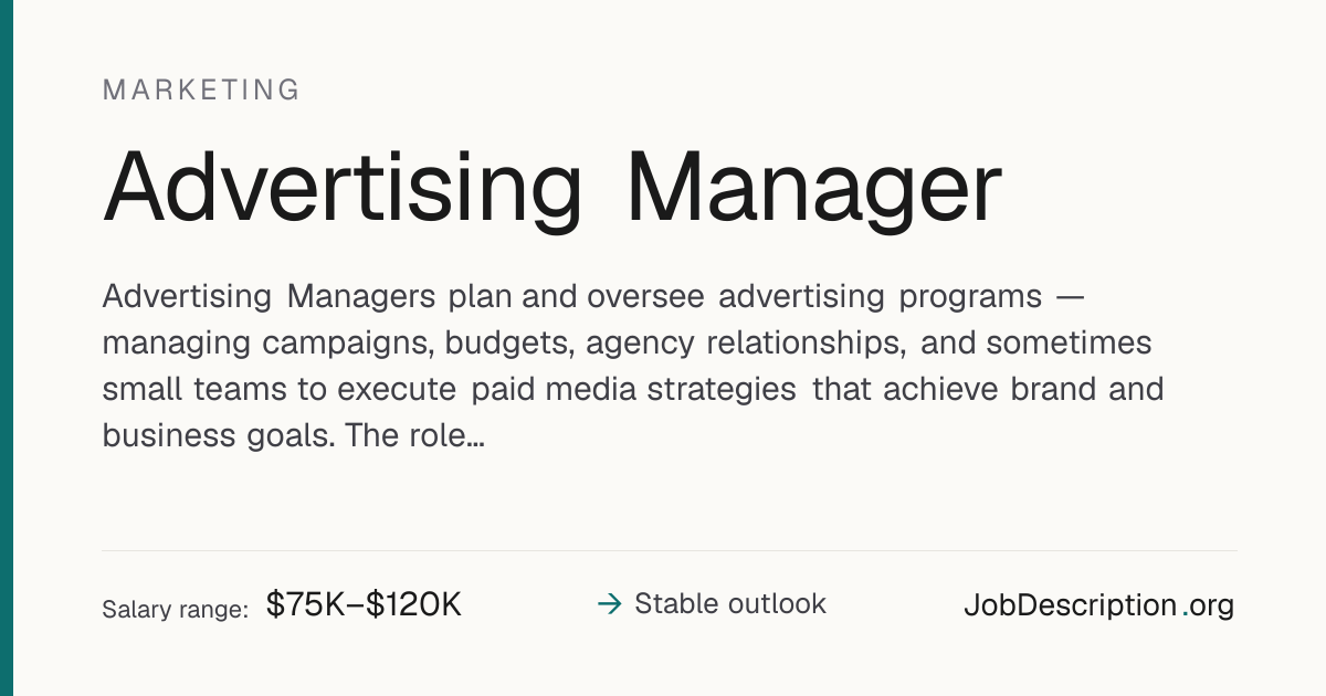 Advertising Manager Job Description, Salary & Career Outlook ...