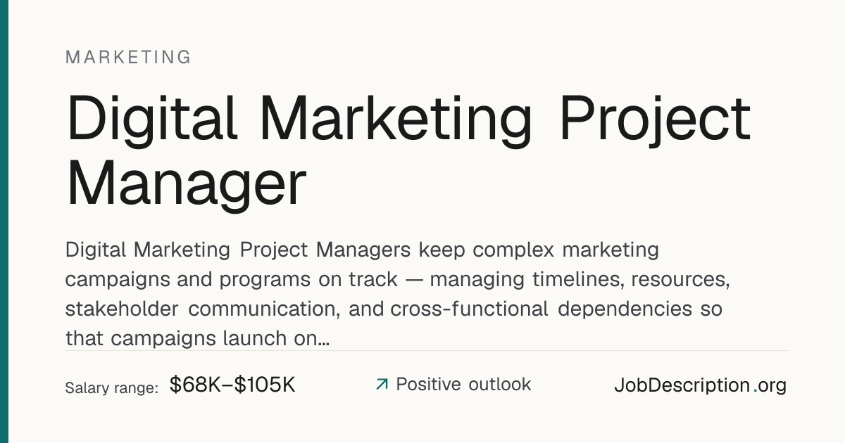 Digital Marketing Project Manager Job Description, Salary & Career ...