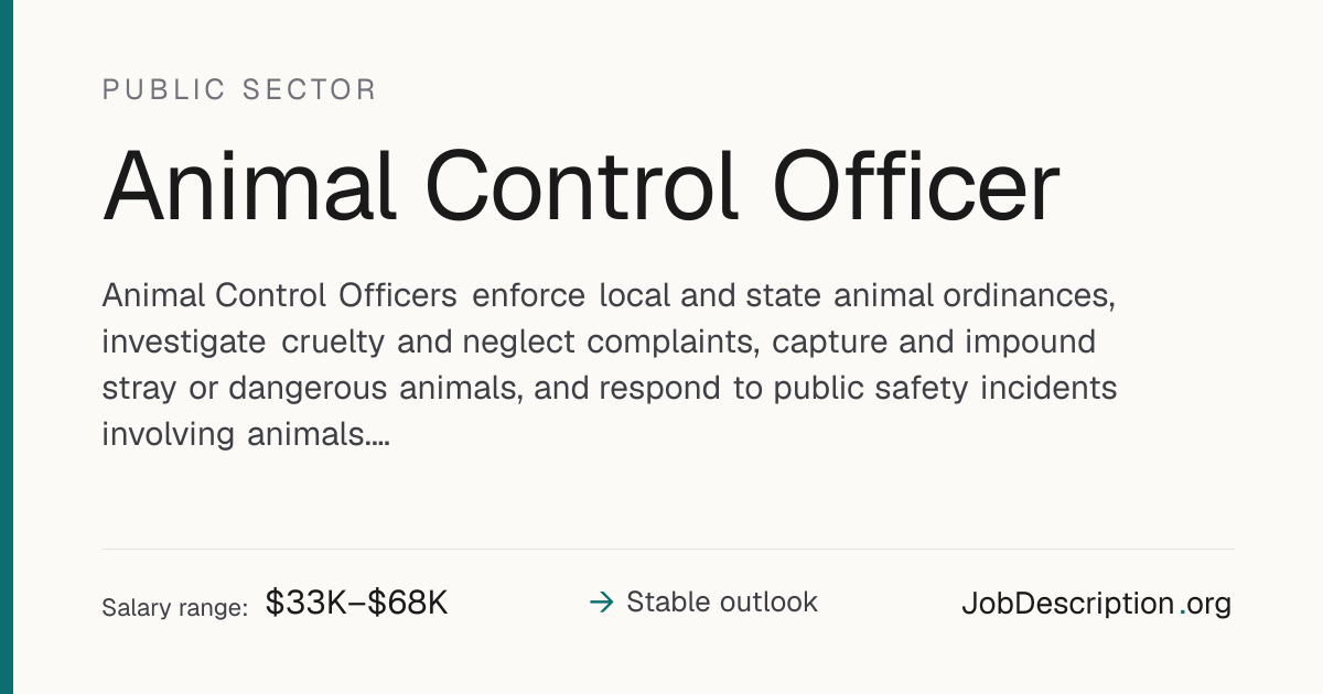 Animal Control Officer Job Description, Salary & Career Outlook ...