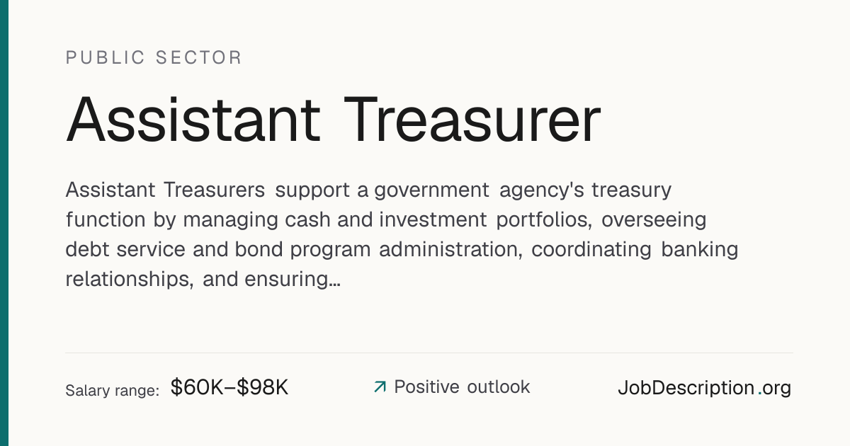 Assistant Treasurer Job Description, Salary & Career Outlook ...