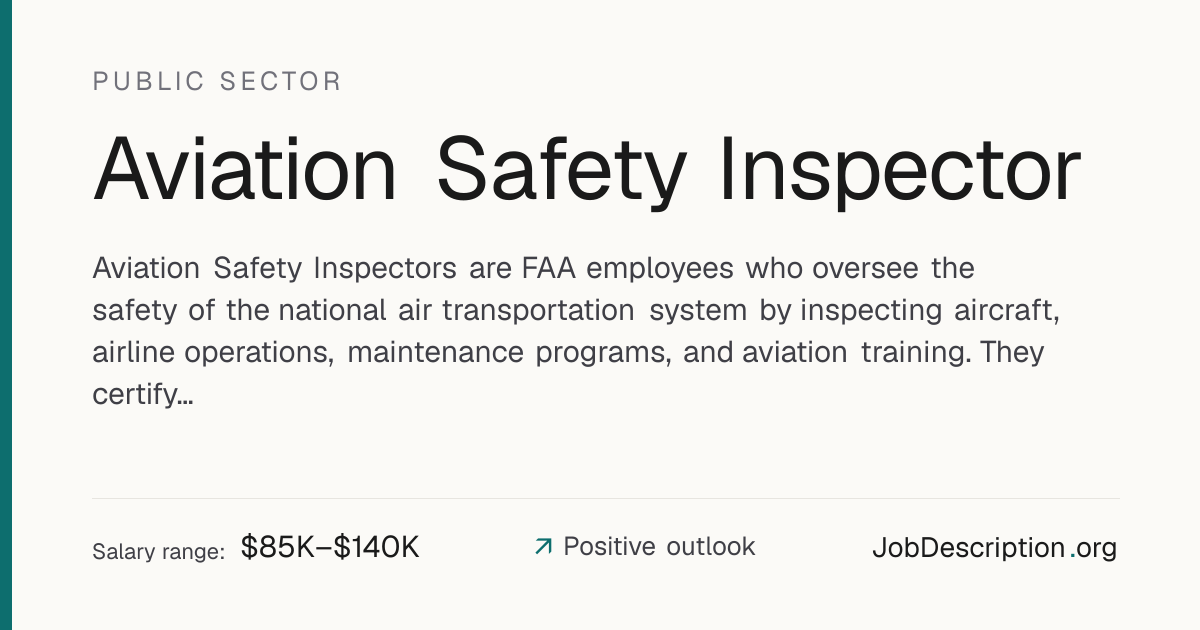 Aviation Safety Inspector Job Description, Salary & Career Outlook ...