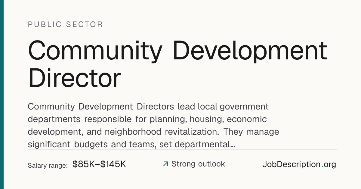Community Development Director Job Description, Salary & Career Outlook ...