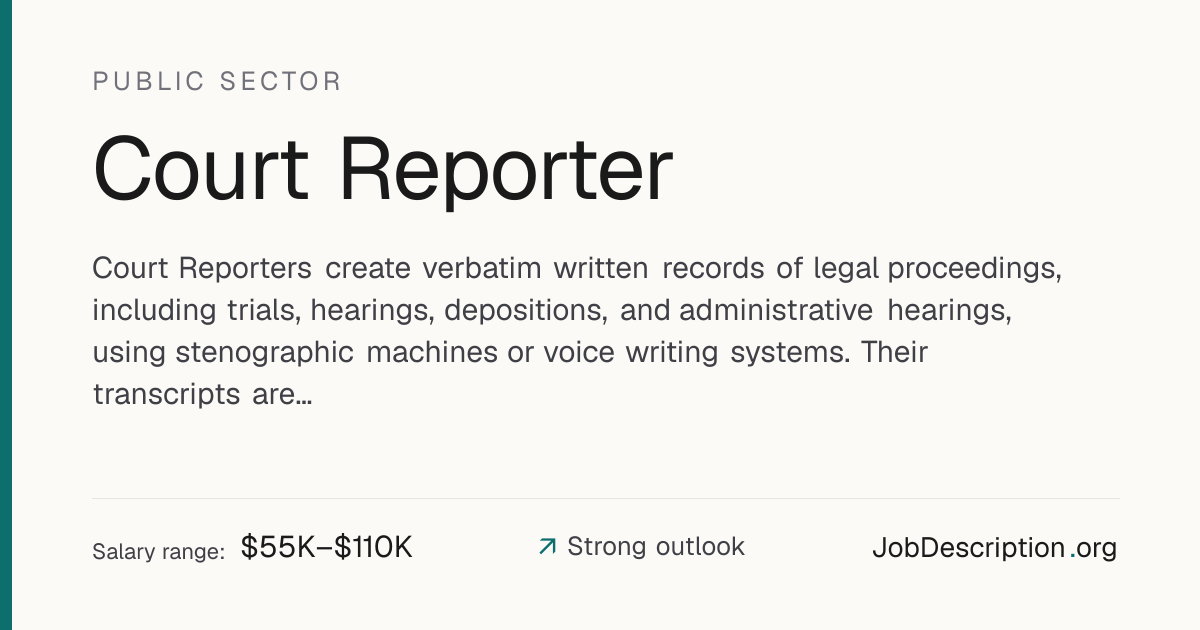 Court Reporter Job Description, Salary & Career Outlook ...