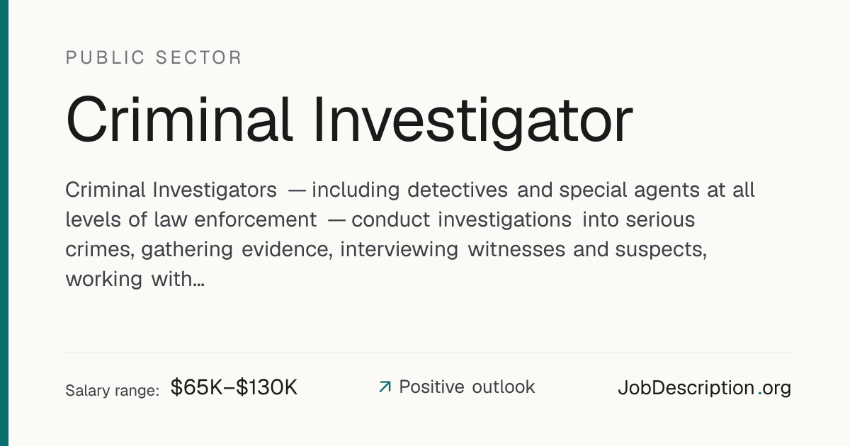 Criminal Investigator Job Description, Salary & Career Outlook ...