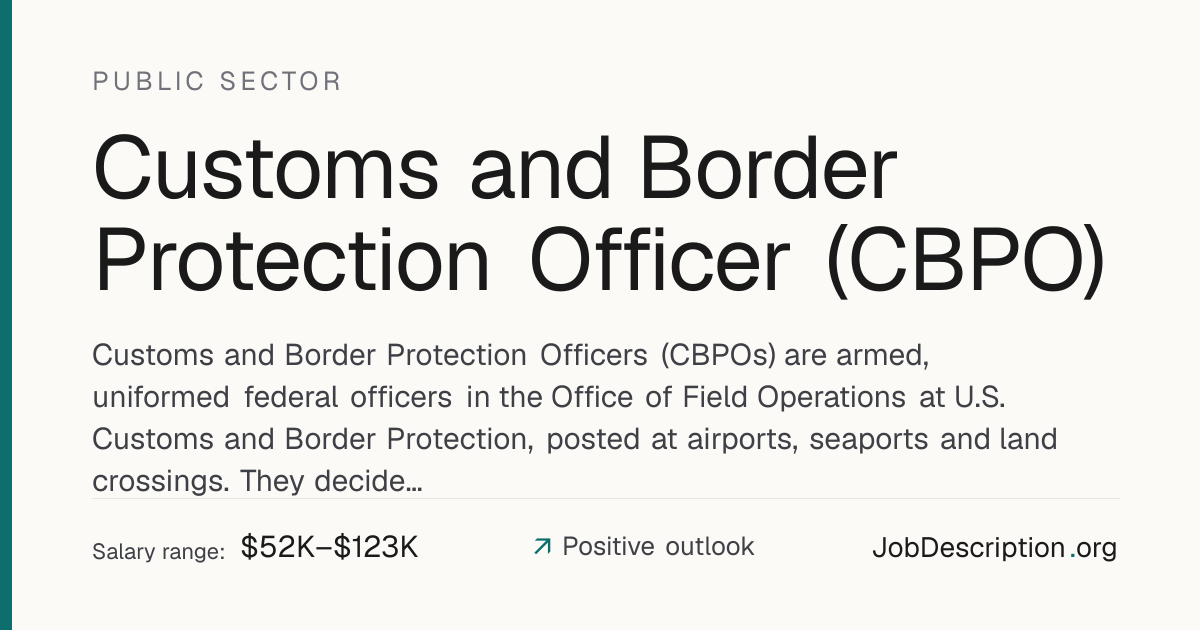 Customs and Border Protection Officer (CBPO) Job Description, Salary ...