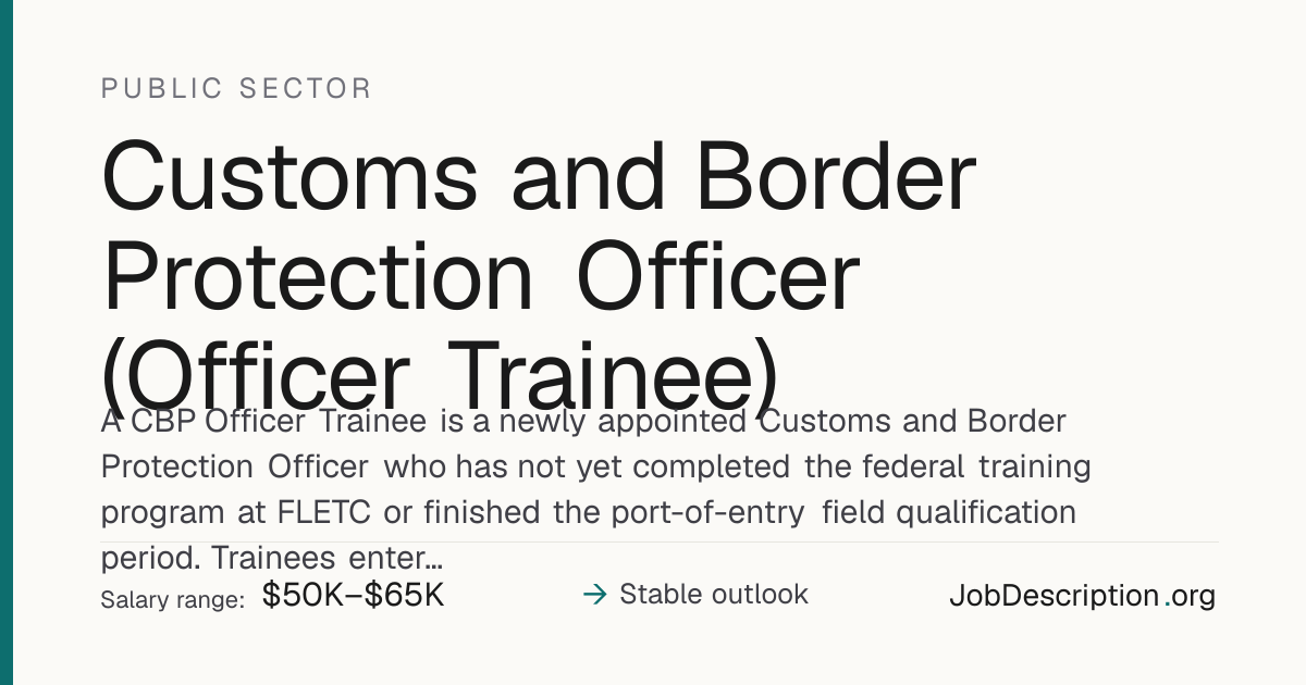 Customs and Border Protection Officer (Officer Trainee) Job Description ...