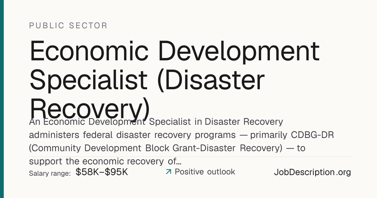 Economic Development Specialist (Disaster Recovery) Job Description ...