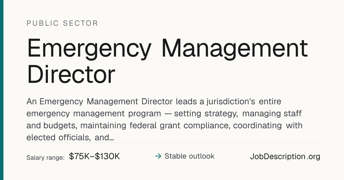 Emergency Management Director Job Description, Salary & Career Outlook ...