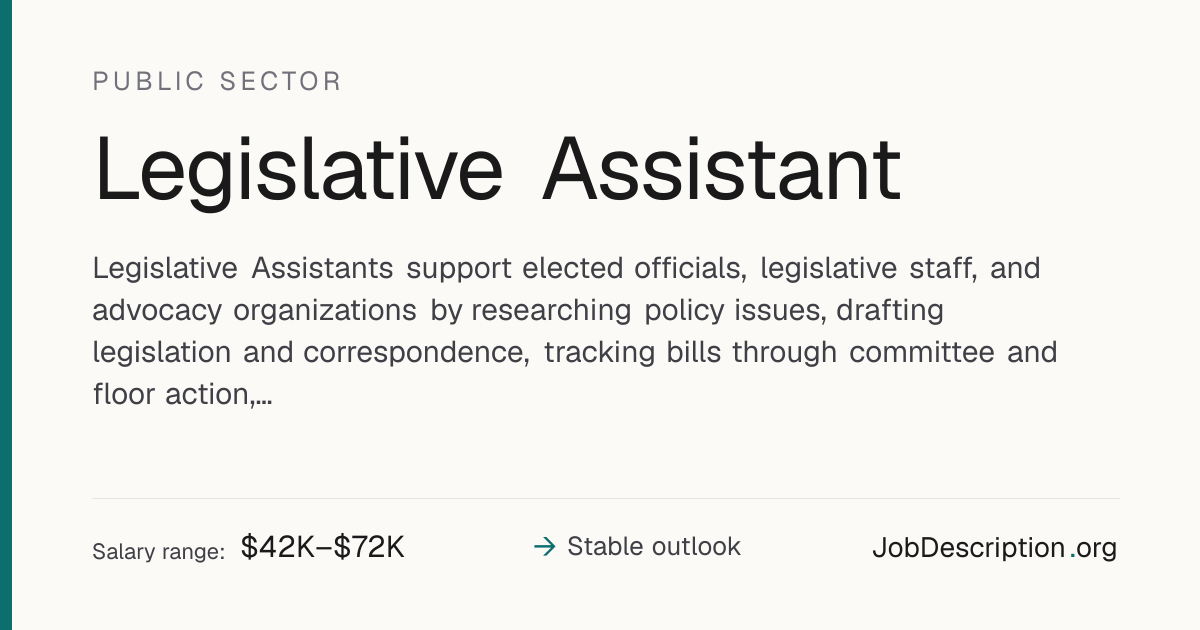 Legislative Assistant Job Description, Salary & Career Outlook ...