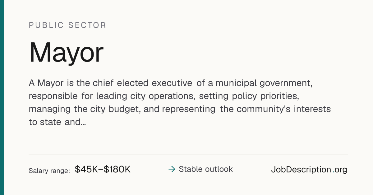 Mayor Job Description, Salary & Career Outlook | JobDescription.org