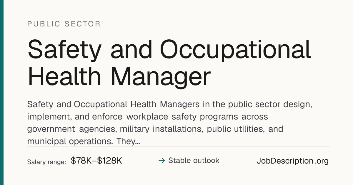 Safety and Occupational Health Manager Job Description, Salary & Career ...