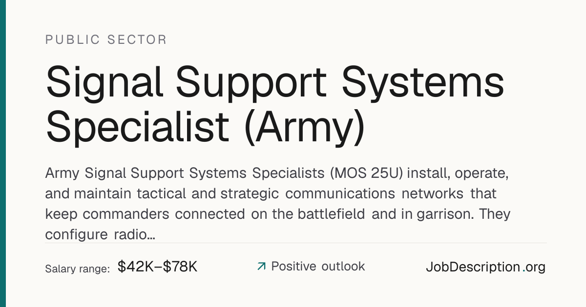 Signal Support Systems Specialist (Army) Job Description, Salary ...
