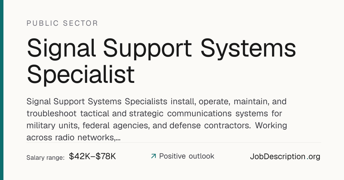 Signal Support Systems Specialist Job Description, Salary & Career ...