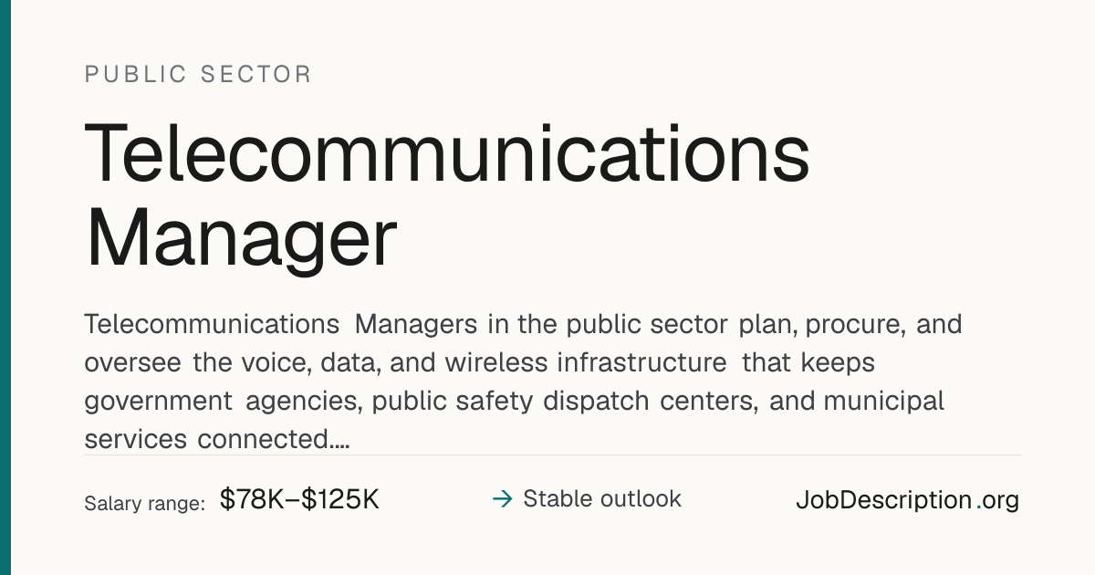 Telecommunications Manager Job Description, Salary & Career Outlook ...